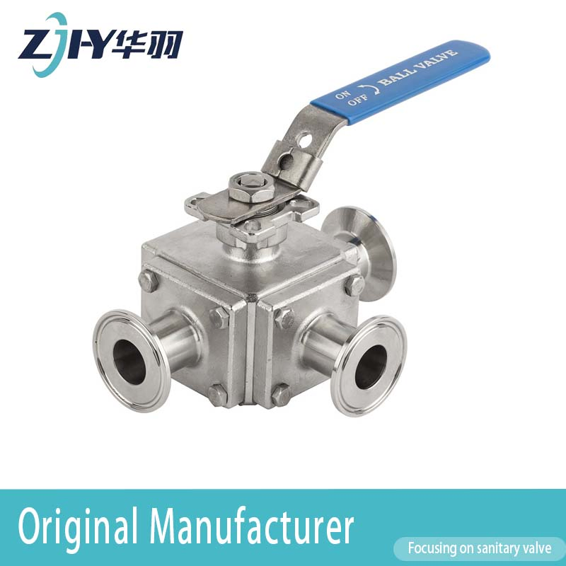 Stainless Steel Sanitary Square Quick Installation 3 Way Ball Valve