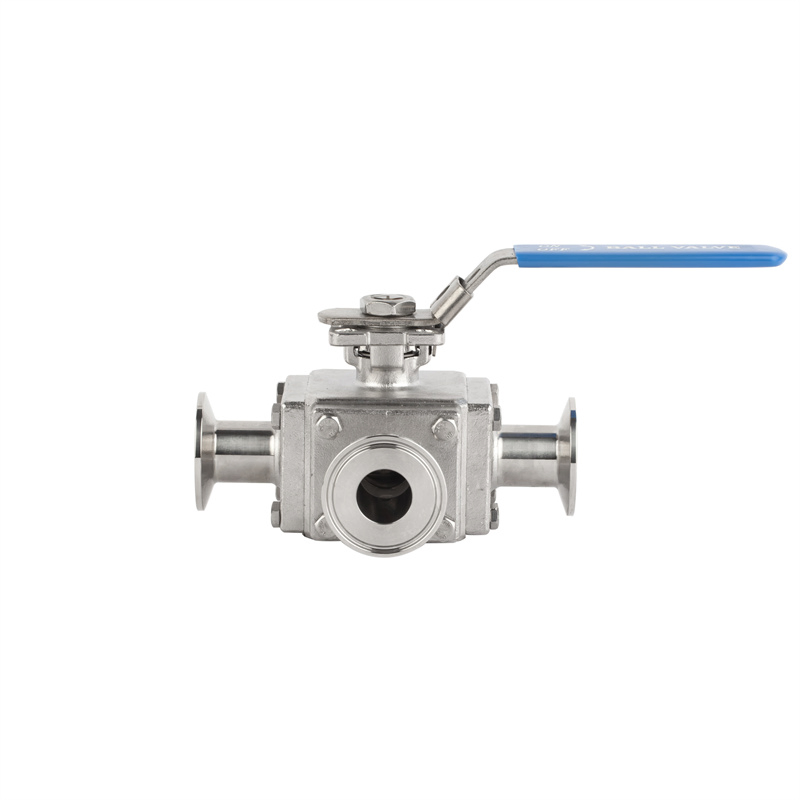 Stainless Steel Sanitary Square Quick Installation 3 Way Ball Valve