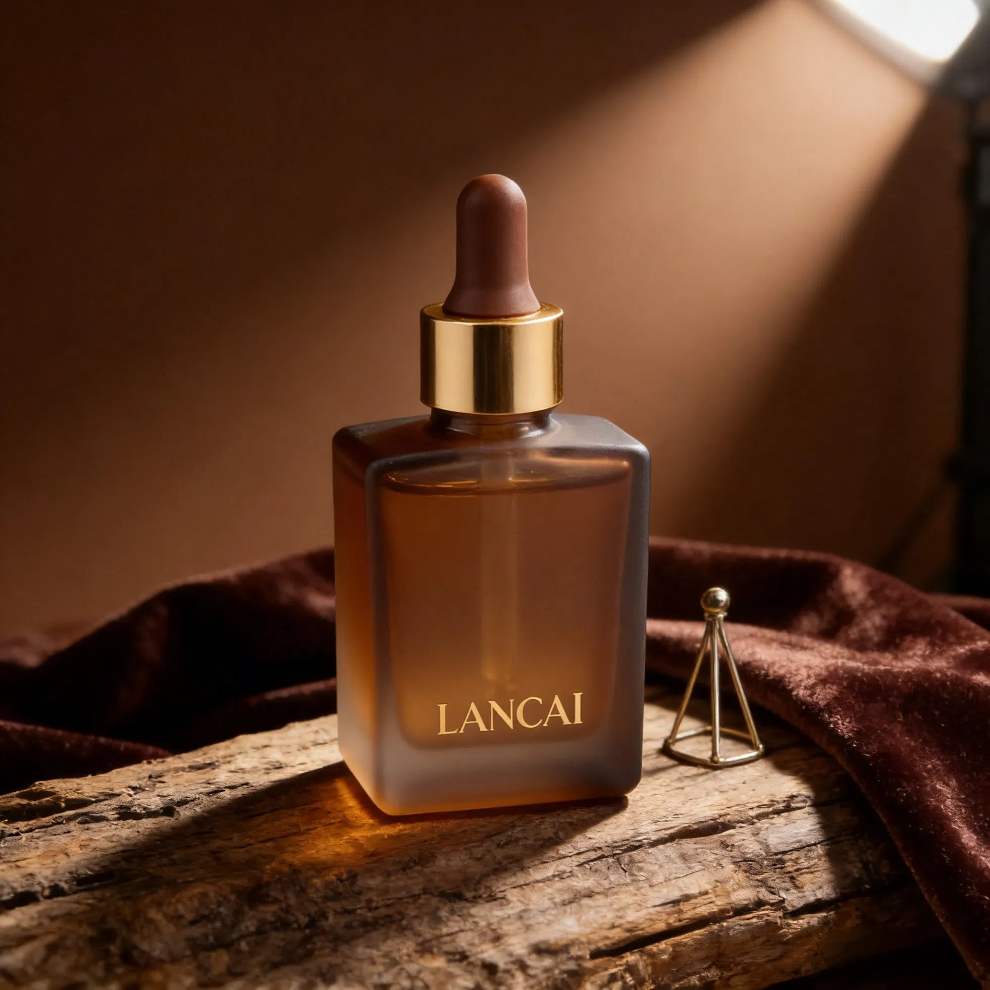 30ml Made-to-Order Understated Luxury Amber Browned Square Gredient Straight Shoulder Dropper Bottle