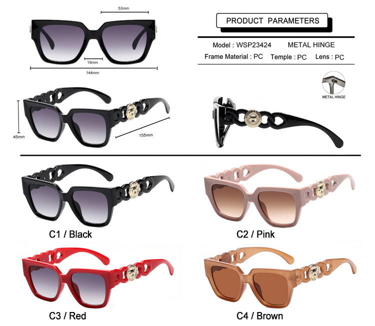 Custom Wholesale Fashion Square Sunglasses Women Provide OEM Service Polarized Replicas Sunglasses
