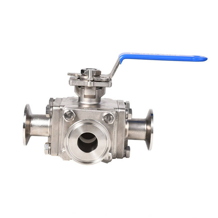 Stainless Steel Sanitary Square Quick Installation 3 Way Ball Valve