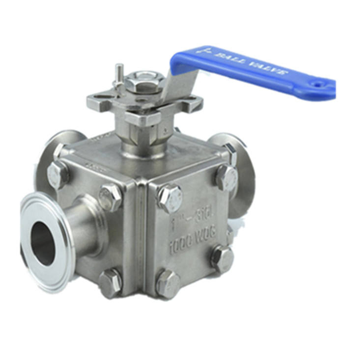 Stainless Steel Sanitary Square Quick Installation 3 Way Ball Valve