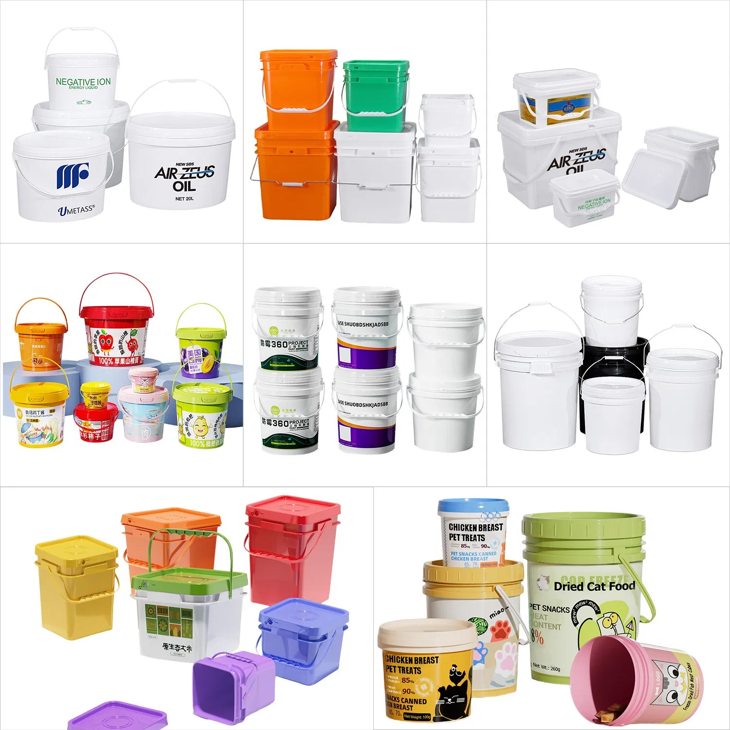 Umetass Food Grade 5 Gallon Rectangular Square Plastic Bucket with Lid for Water Paint Bucket Plastic Food Container