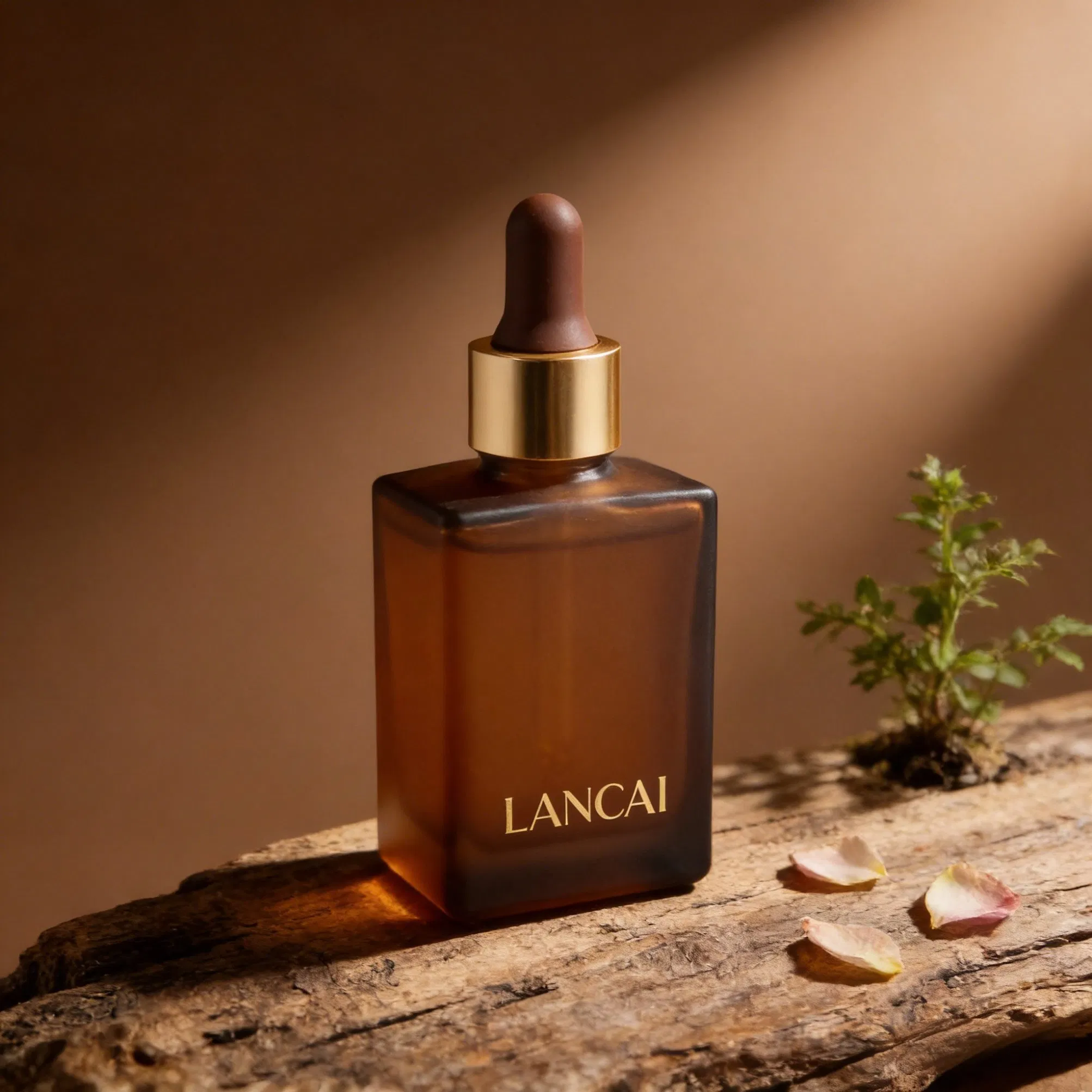 30ml Made-to-Order Understated Luxury Amber Browned Square Gredient Straight Shoulder Dropper Bottle