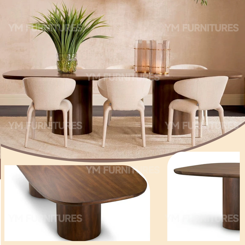 Dining Room Furniture Durable Rectangle Kitchen European Solid Wood Dining Table Set