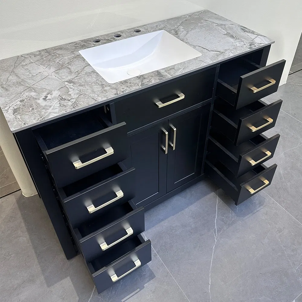 Furniture Bathroom Accessories Bathroom Vanity with Sintered Stone Countertop European Style Cabinet
