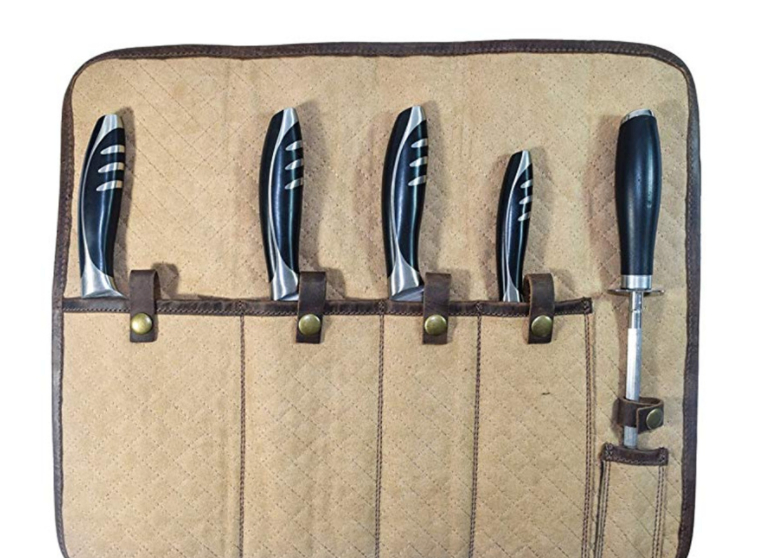 OEM Outdoor Camping Dinnerware Leather Knife Fork Spoon Storage Bag