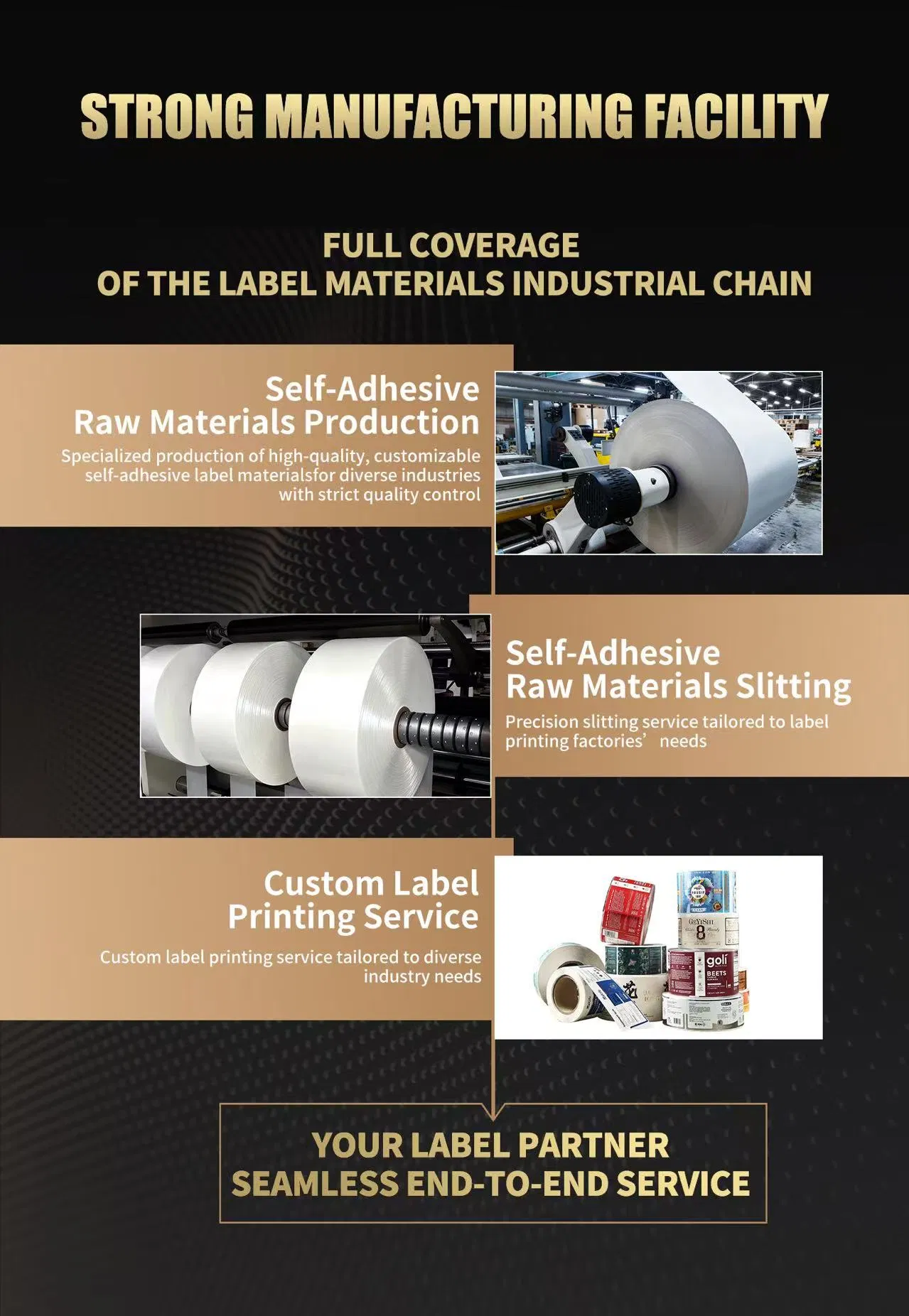 Premium Custom Adhesive Label Materials &amp; Printing Solutions High-Quality, Durable, &amp; Tailored Labels for Food, Beverage, Cosmetics &amp; Retail Packaging