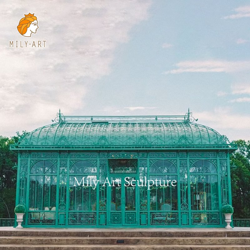 Garden Hotel Park Ornamental Outdoor Large Wrought Iron Gazebo Greenhouse for Sale