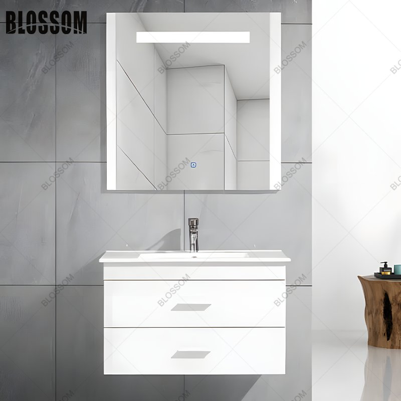 Modern Luxury Bathroom Sanitary Ware PVC Single Sink Vanity Cabinet Unit Sets