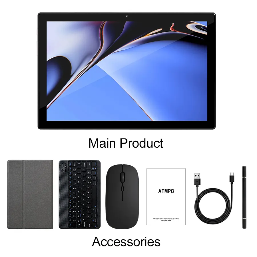 10.1inch Octa Core A537 Wif Android 15 Tab 6GB/128GB Storage with Keyboard Tablet with Stylus for Business Educational Tablet PC OEM/ODM Factory Wholesale