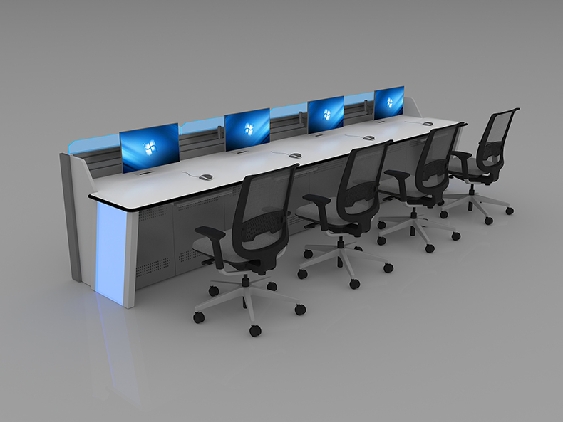 Metro Central Control Room Console - Reinforced Base &amp; Impact Resistant Monitoring Station