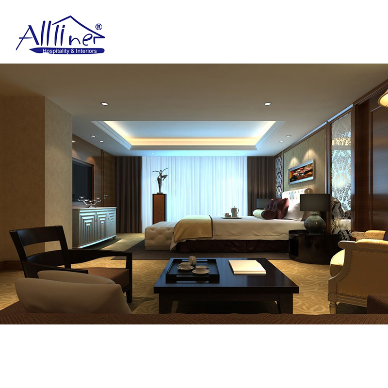 Modern High End 5 Star Hotel Contract Furniture Luxury Villa Apartment King Size Leather Bed Bedroom Set