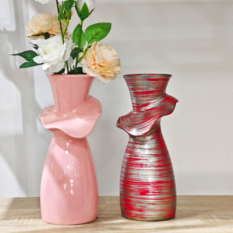 Senior Originality Ceramic Pottery Flowers Vase for Living Room Porch Home Decoration