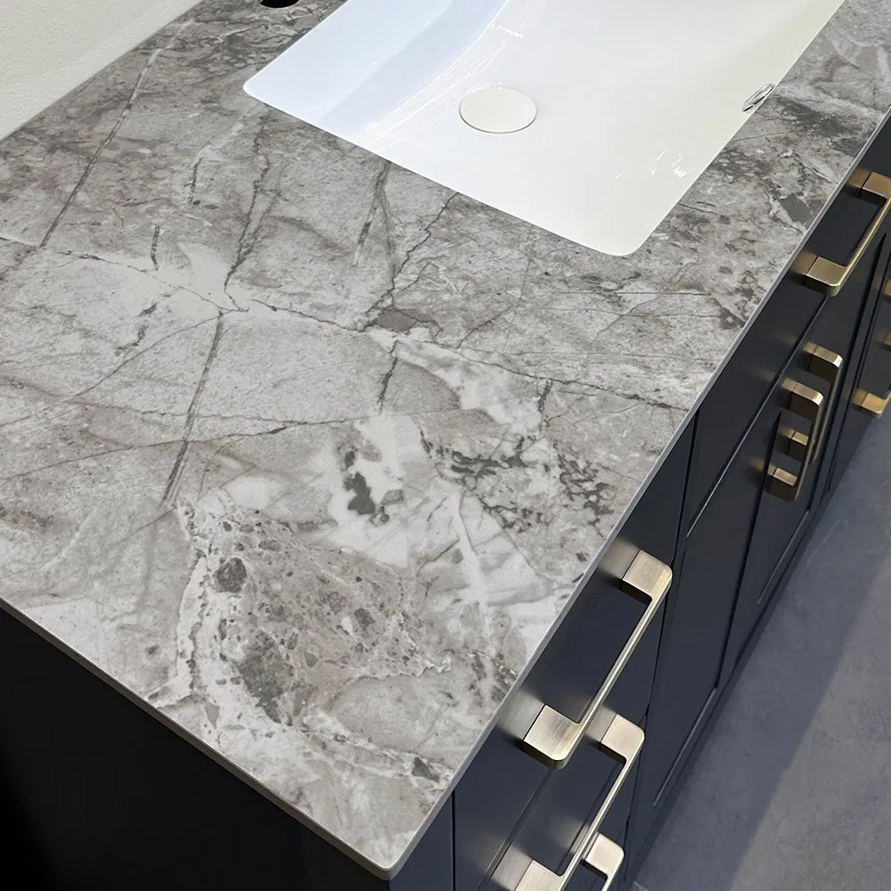 Furniture Bathroom Accessories Bathroom Vanity with Sintered Stone Countertop European Style Cabinet