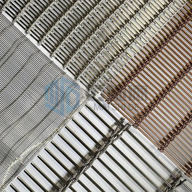 Durable Customized Facade/ Cladding Wall Exterior and Interior Outdoor Metal Stainless Steel Security Flexible Spiral Woven Decorative Architectural Wire Mesh