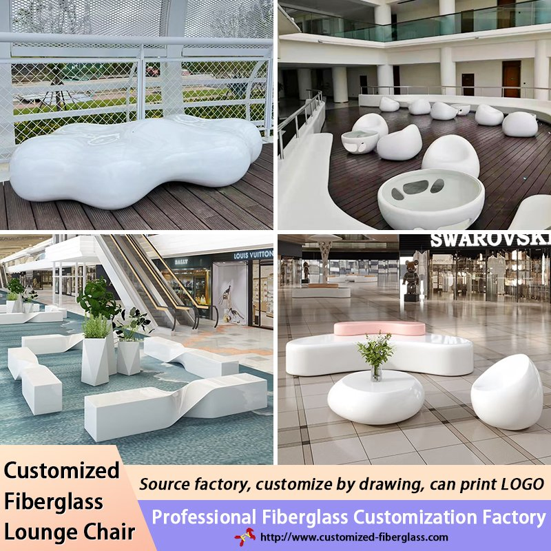 Modern Outdoor Airport Lounge Seating for The Public, Fiberglass Leisure Lounge Chair Decoration