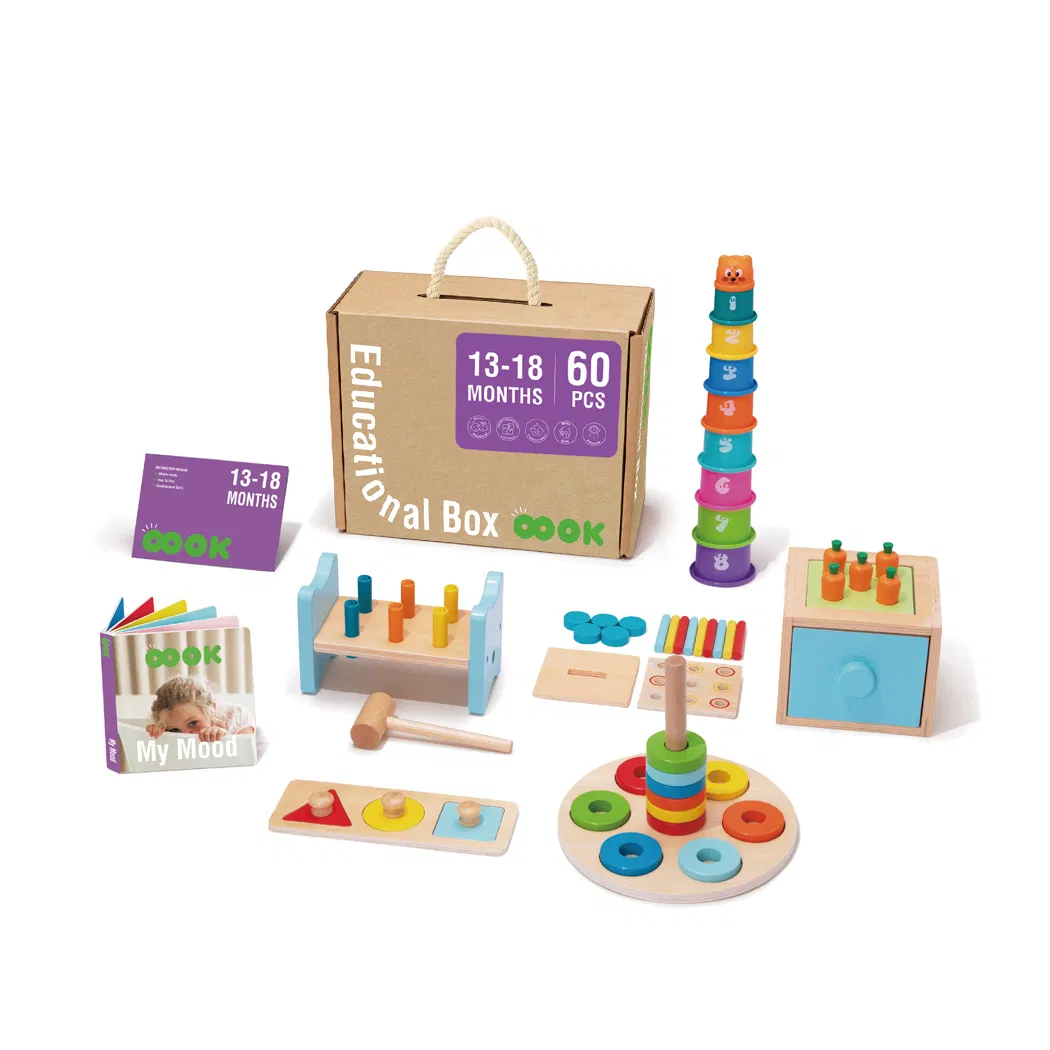 6 in 1 Early Education Stacked High Toy Sets Building Blocks Tower, Hammer Beating Toys 13-18m Educational Box