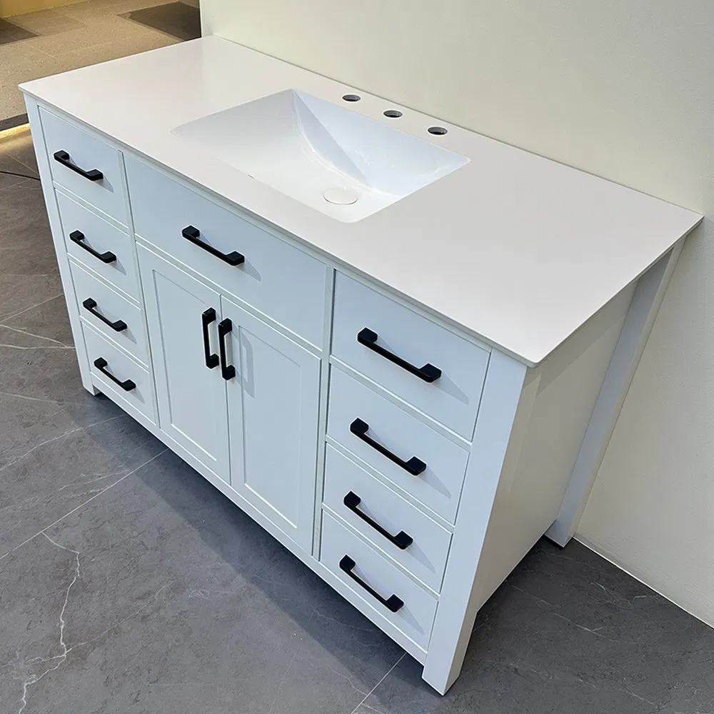 European Style Bathroom Vanity with Bathroom Cabinet Sintered Stone Seamless Ceramic Basin