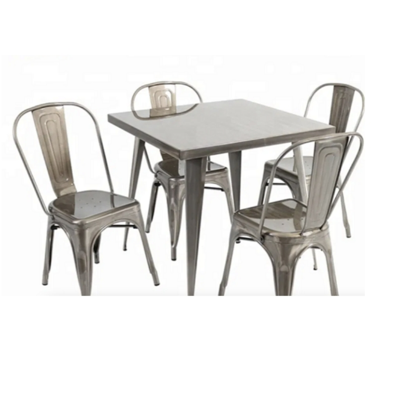 China Factory Wholesale Modern Furniture 4 Seater Metal/Stainless Steel Dinner/Dining Table Set for Home/Room/Restaurant/Square
