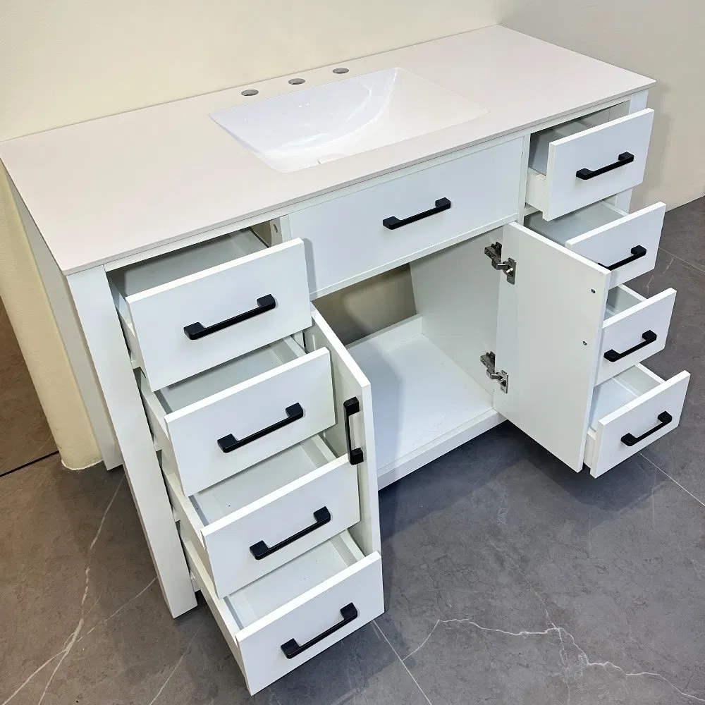 European Style Bathroom Vanity with Bathroom Cabinet Sintered Stone Seamless Ceramic Basin