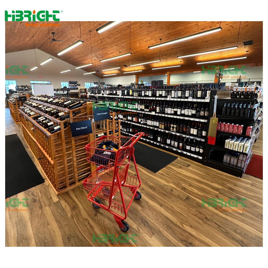 Highbright Commercial Layout Design 3D Retail Solution Gondola Shelves for Liquor Store