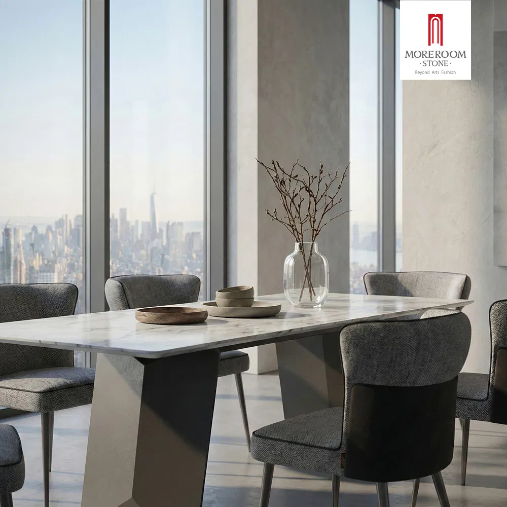 Modern White Marble Dining Table Set