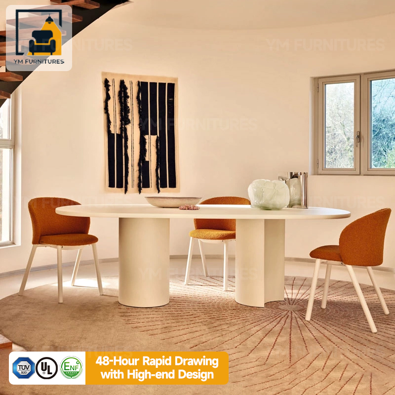 Dining Room Furniture Durable Rectangle Kitchen European Solid Wood Dining Table Set