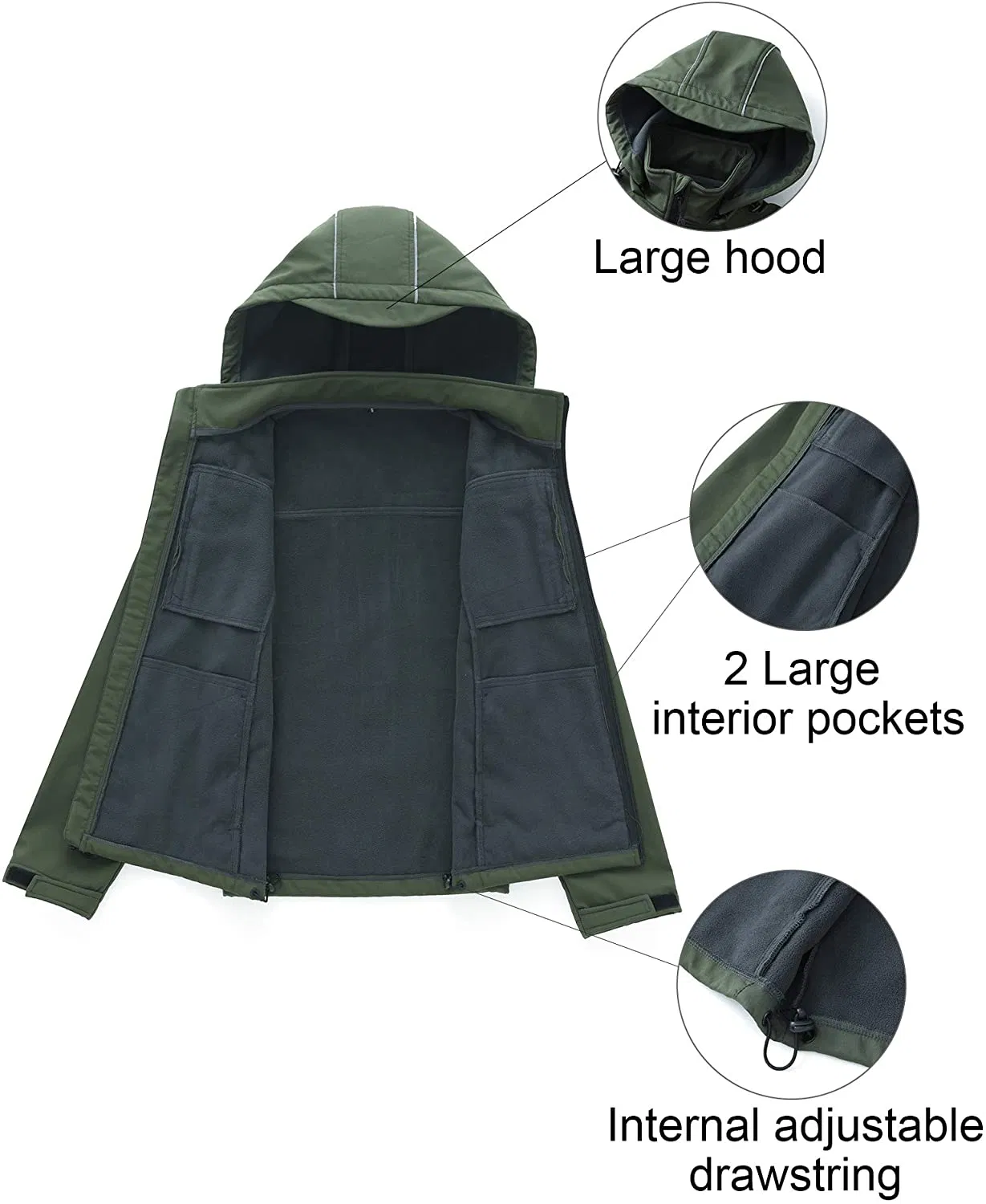 Men Softshell Style Winter Sport Waterproof Windproof Fashion Outdoor Jacket with Removable Hood