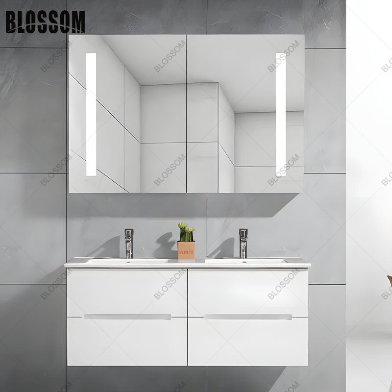 Modern Luxury Bathroom Sanitary Ware PVC Single Sink Vanity Cabinet Unit Sets