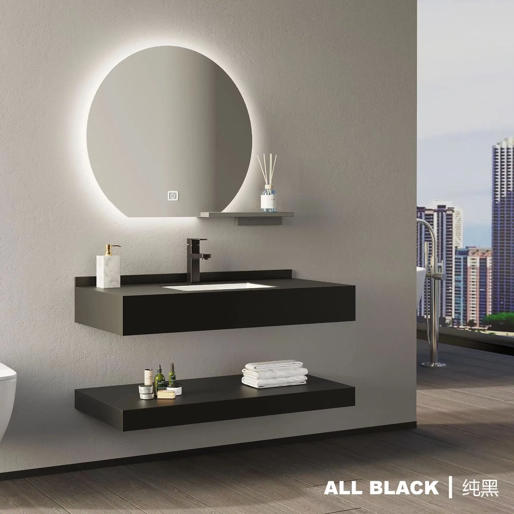 Hot Selling Double Layer Rock Slate Bathroom Vanity