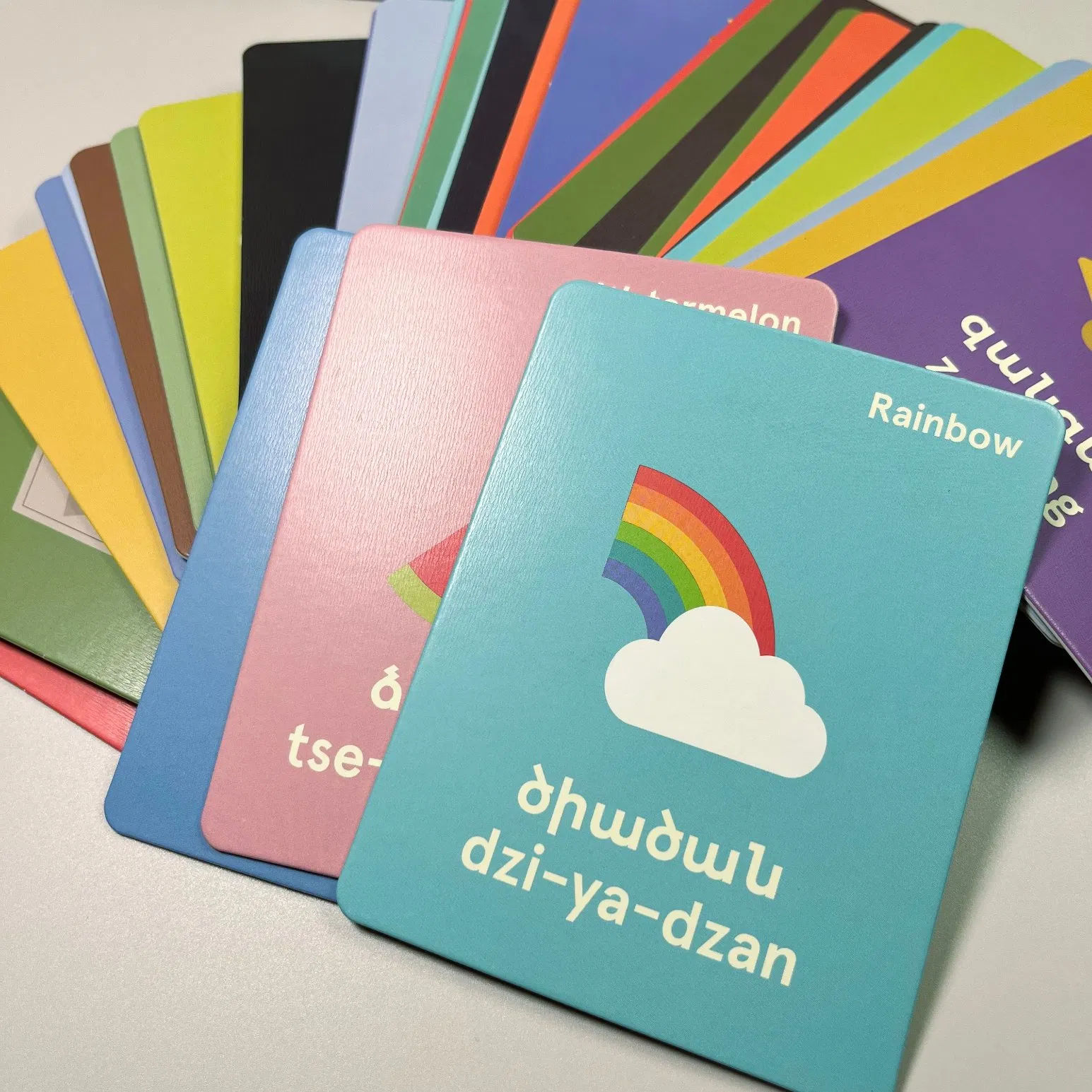 Custom Design Paper Educational Children Playing Reading Learning Alphabet Letter Animal ABC School Pre-School Hardcover Round Corner Flash Game Poker Card Deck