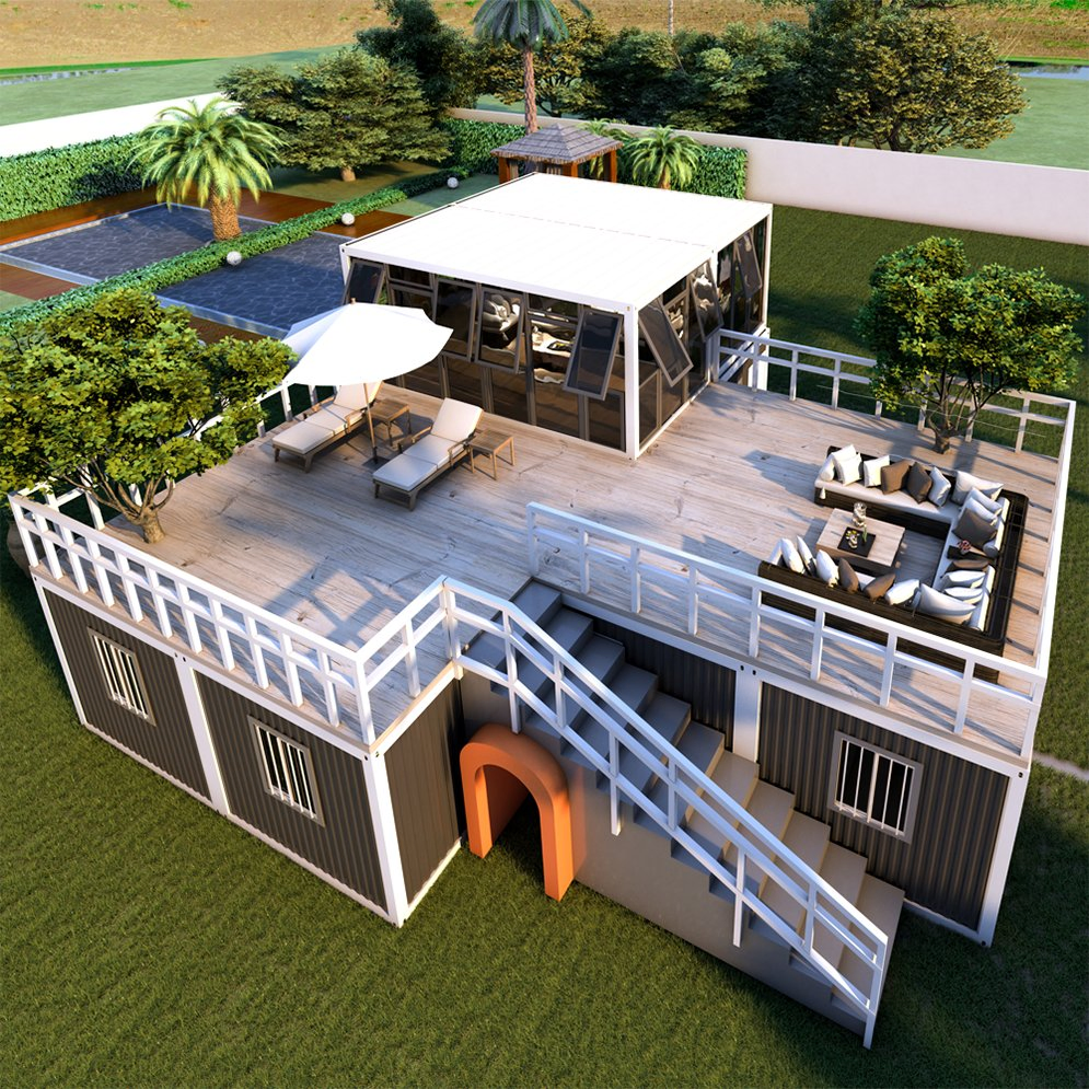Prefab Triple in Size Solar Power Living Senior Container House for Home
