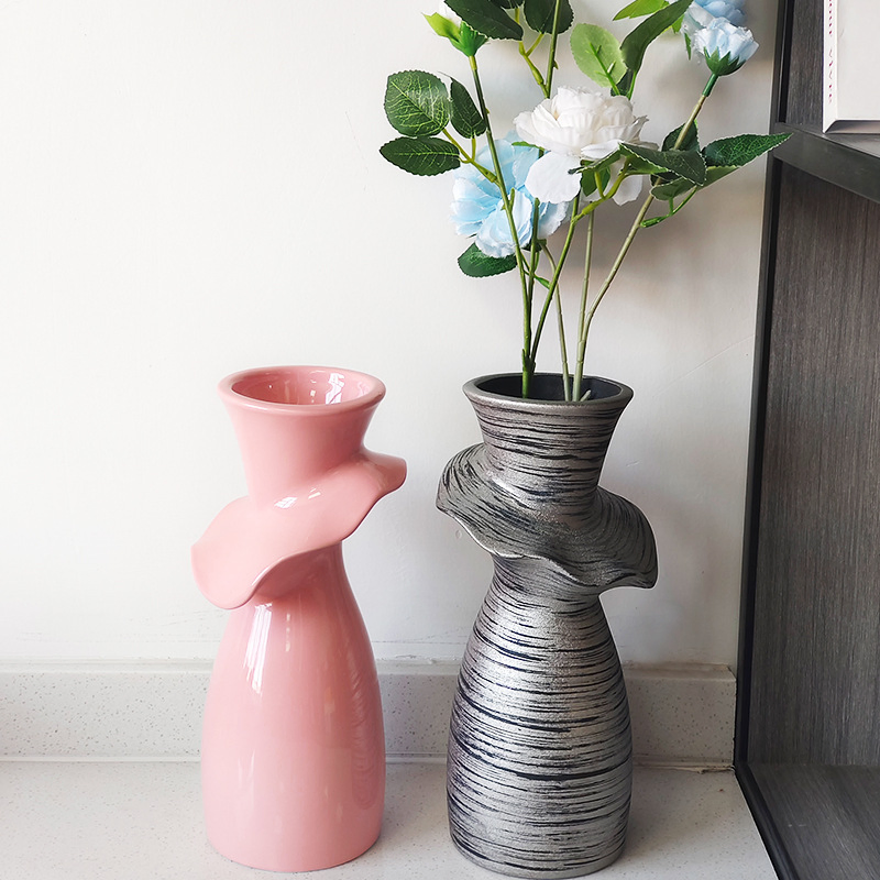 Senior Originality Ceramic Pottery Flowers Vase for Living Room Porch Home Decoration