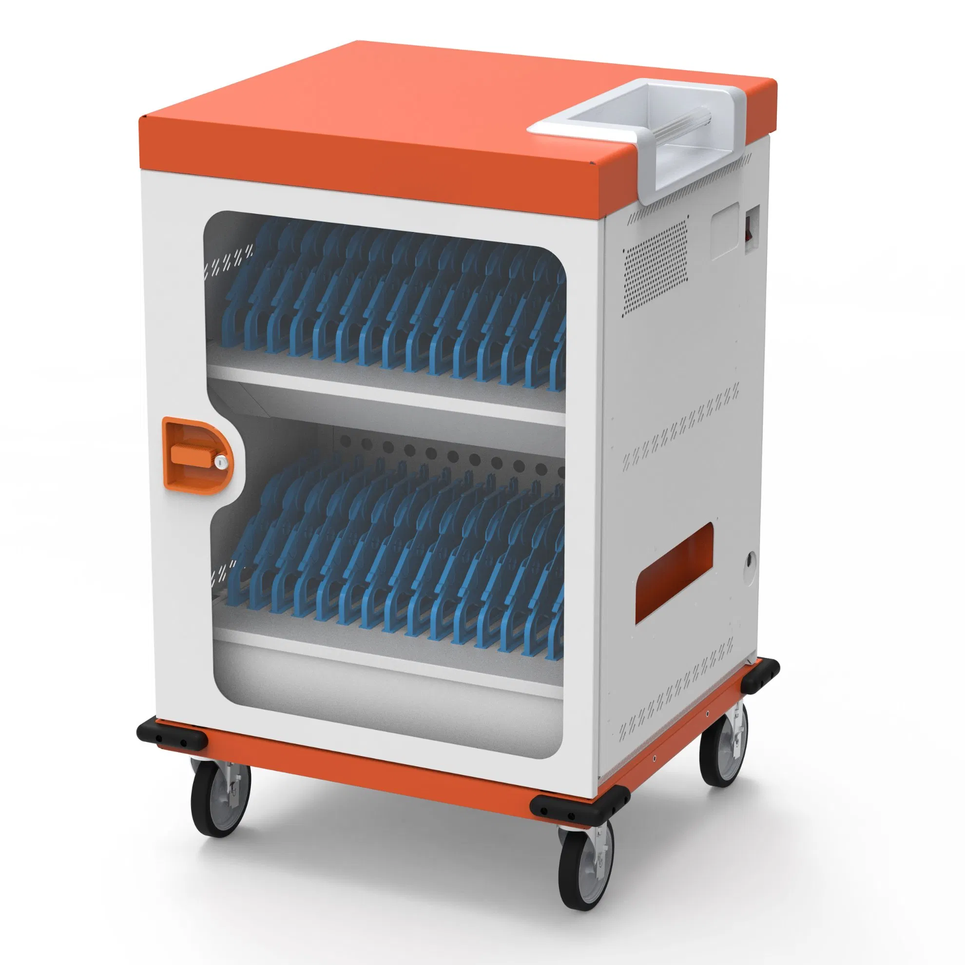 32 Bays Notebook and Tablet Charging Cabinet Laptop Charging Cart Chromebook Charging Trolley Educational Charging Solution with Smart Power Management