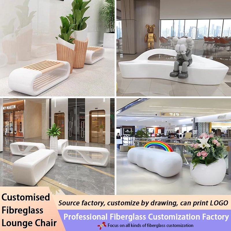 Modern Outdoor Airport Lounge Seating for The Public, Fiberglass Leisure Lounge Chair Decoration
