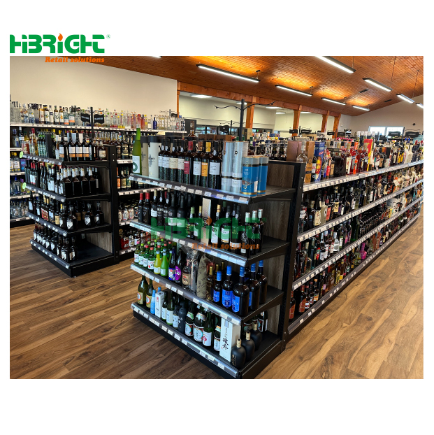 Highbright Commercial Layout Design 3D Retail Solution Gondola Shelves for Liquor Store