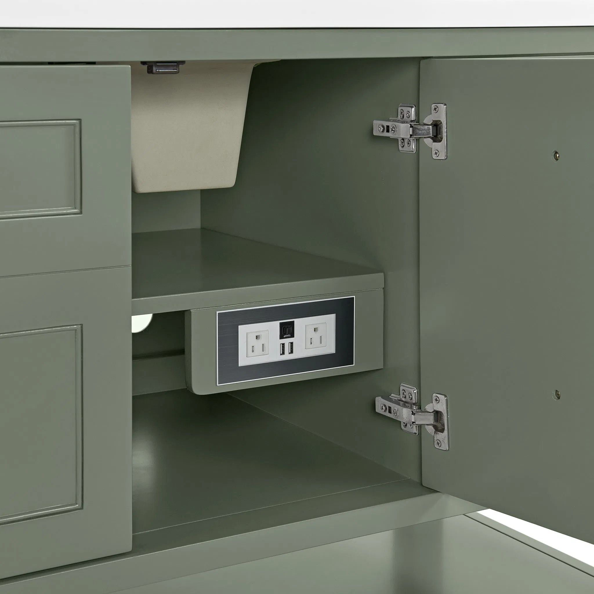 High Quality 60-Inch Single Bathroom Vanity in Whitewashed Oak Design