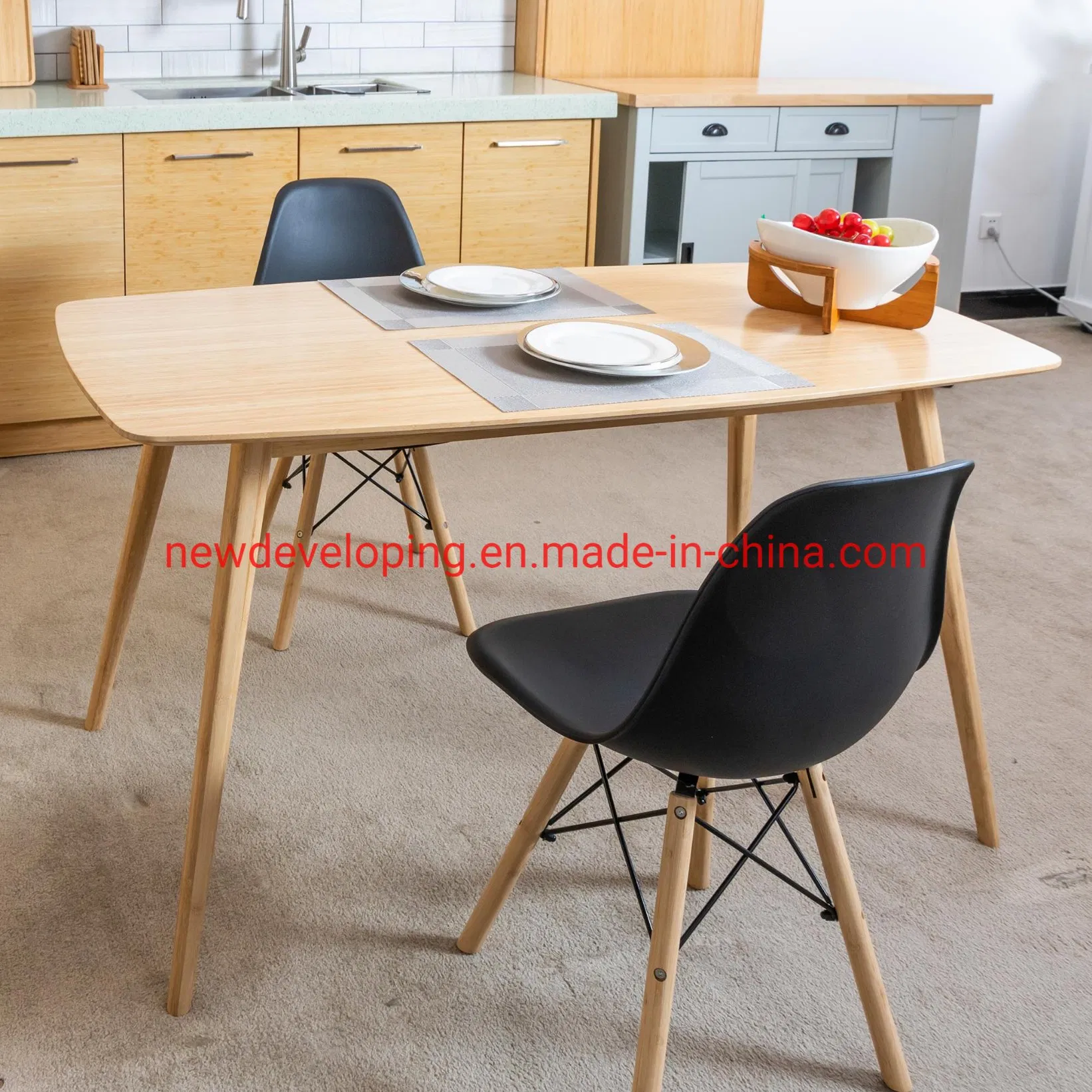 Simple Bamboo Board /Bamboo Panel Dining Table Set/ Dining Room Set for Kitchen, Restaurant Furniture