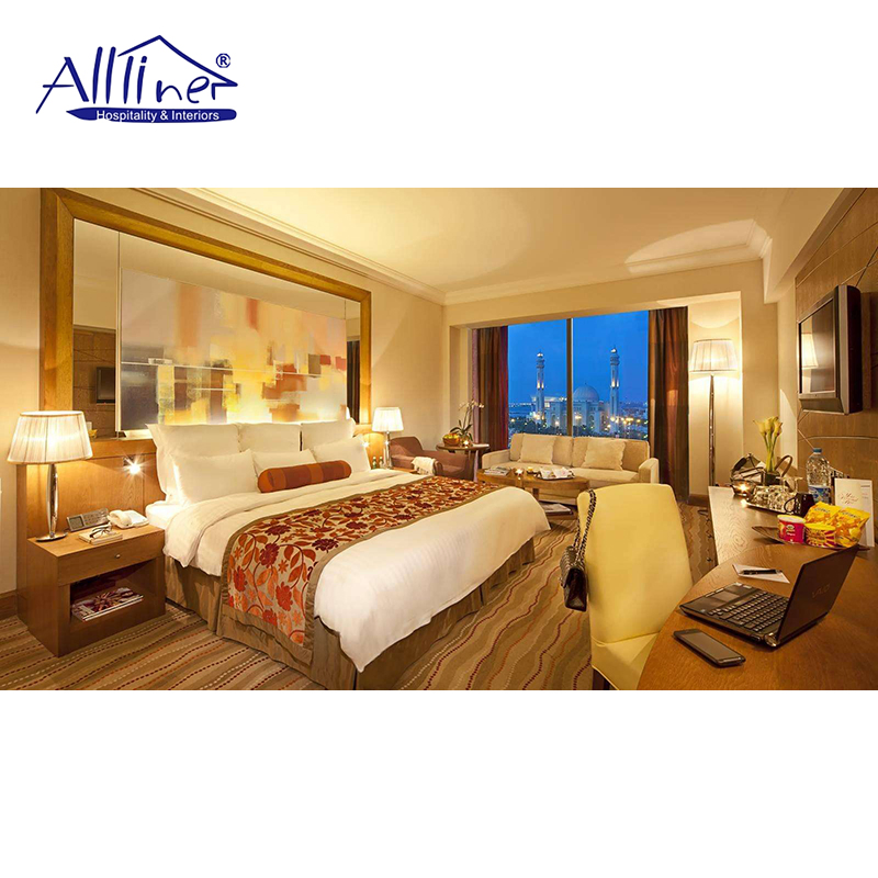 Modern High End 5 Star Hotel Contract Furniture Luxury Villa Apartment King Size Leather Bed Bedroom Set