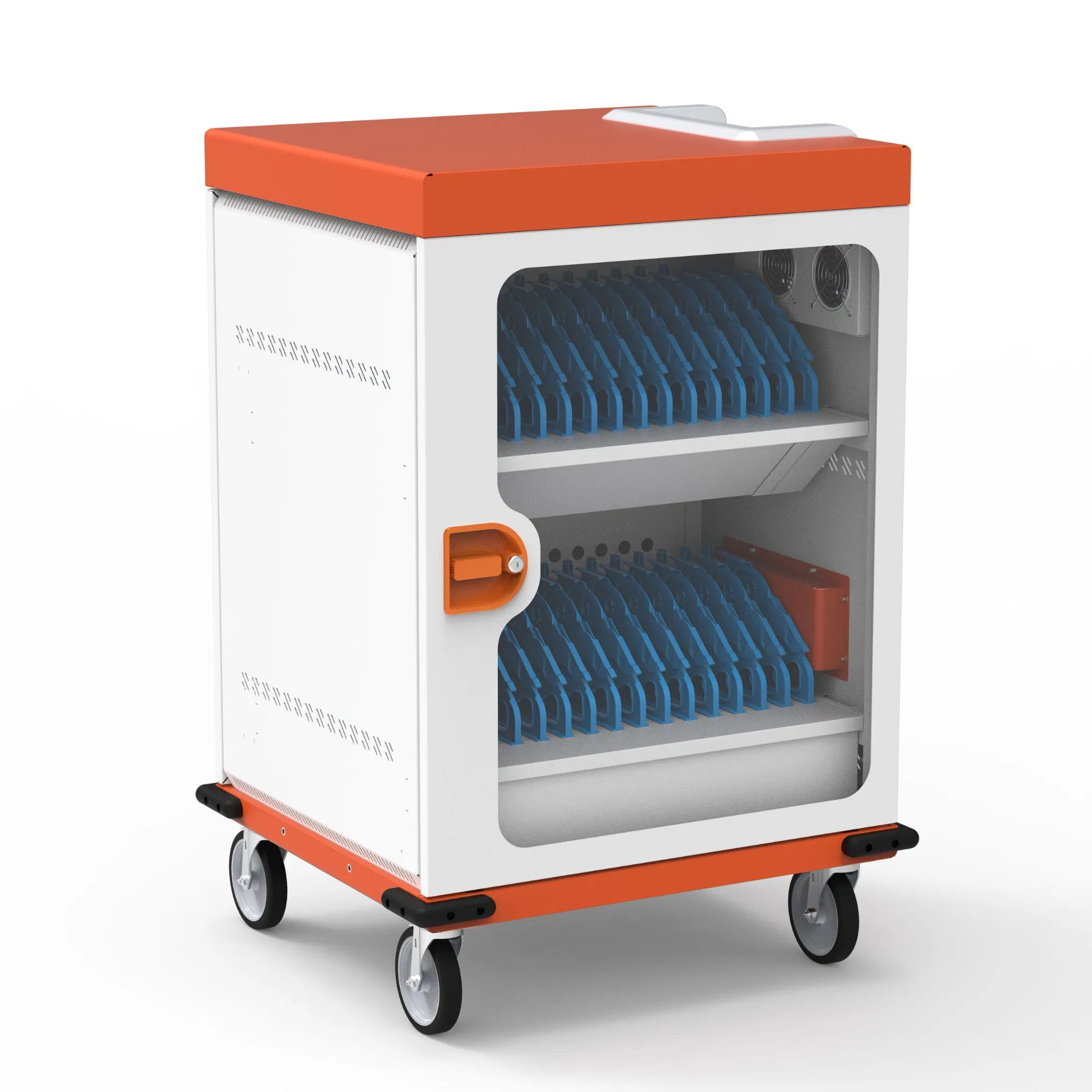 32 Bays Notebook and Tablet Charging Cabinet Laptop Charging Cart Chromebook Charging Trolley Educational Charging Solution with Smart Power Management