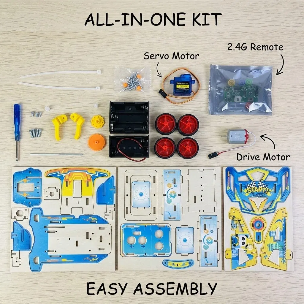 Eco-Friendly Wooden RC Vehicle Build Your Own Educational Craft Set