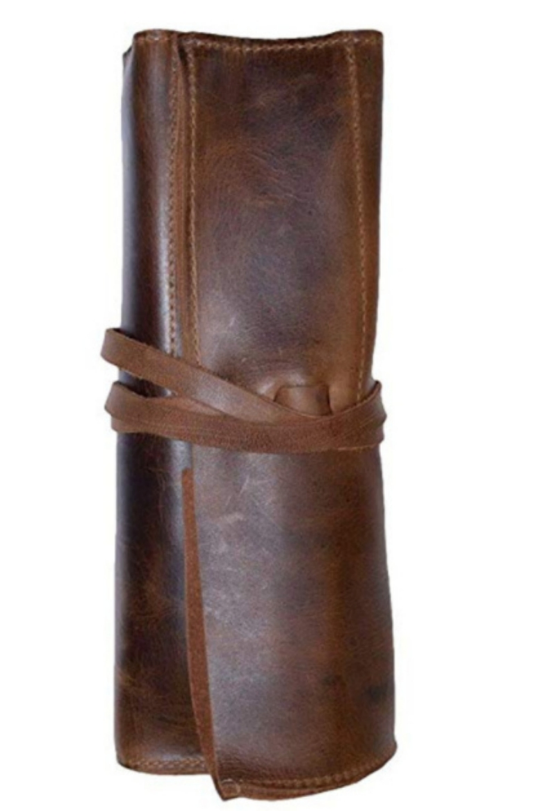 OEM Outdoor Camping Dinnerware Leather Knife Fork Spoon Storage Bag