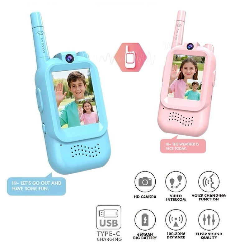 AiJH Children Video Walkie Talkies for Kids Outdoor Toys 2 Pack Long Range Handheld Wholesale Plastic Toys Walkie Talky Educational Toys