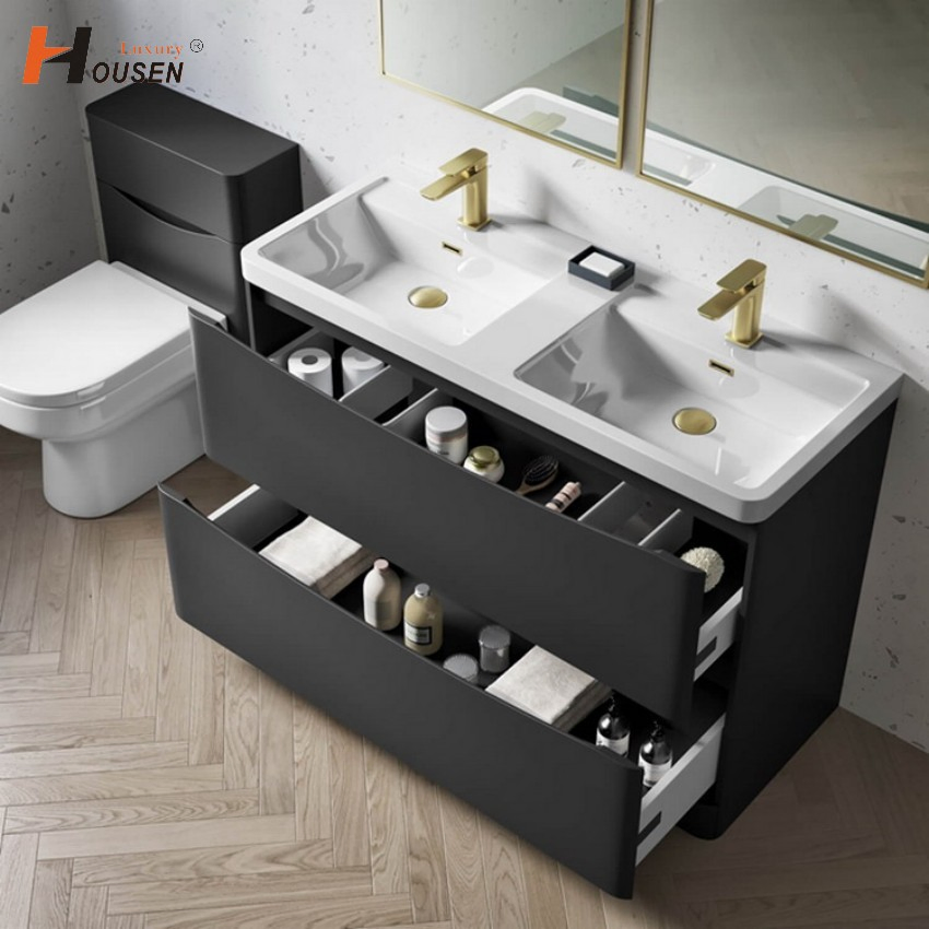 High Quality Smile Face Floor Standing Bathroom Vanity with Ceramic Basin