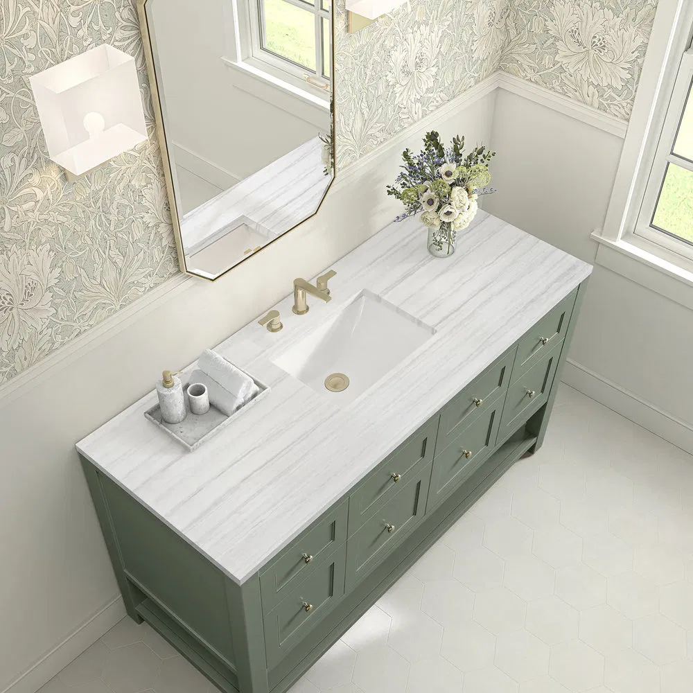 High Quality 60-Inch Single Bathroom Vanity in Whitewashed Oak Design