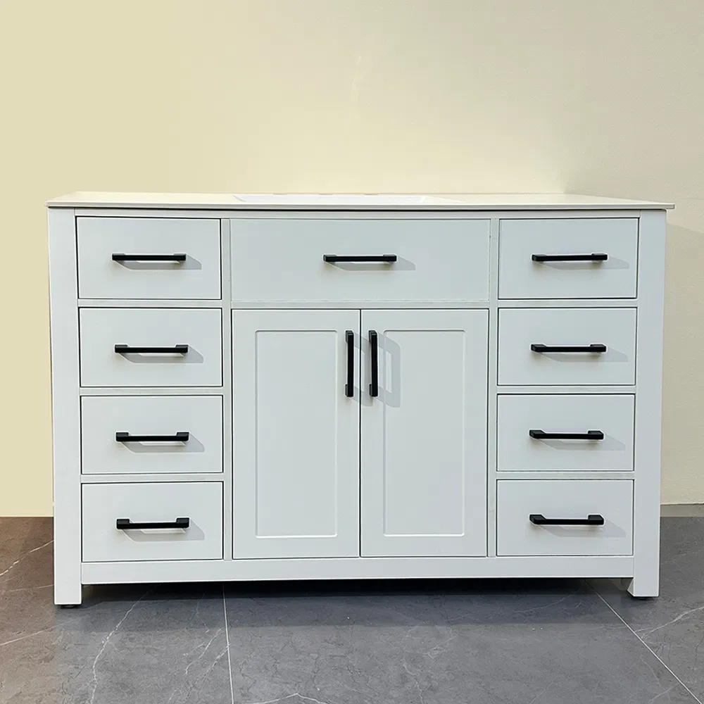 European Style Bathroom Vanity with Bathroom Cabinet Sintered Stone Seamless Ceramic Basin