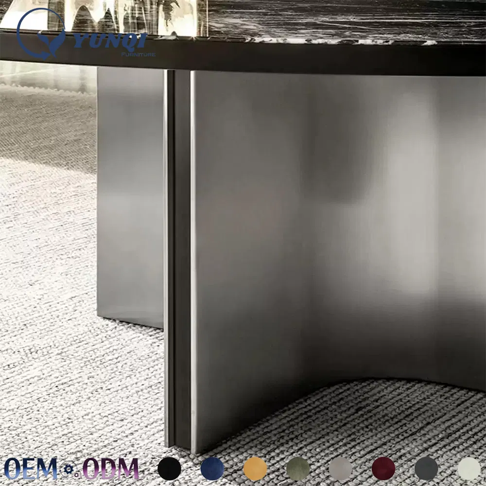 High End Modern Dining Room Furniture Luxuriou Round Natural Marble Dining Table Set