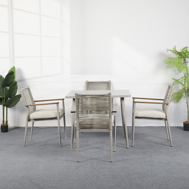 5PCS Outdoor Furniture Steel Frame Dining Room Patio Tables and Chairs Set