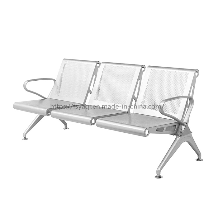 Beauty Salon Reception Waiting 2 3 4 5 Seater Price Airport Public Seating Bench Silver Steel Bus Stop Chair for Public (YA-J34F)